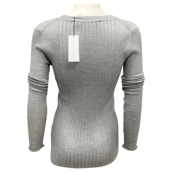 Proenza Schouler Light Grey Melange Superfine Merino Silk Cassidy Sweater - Picture 3 of 4